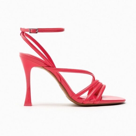 NWT ZARA Women’s Hot Pink High Heeled Strap Sandals size (41) US 10 - Picture 2 of 16